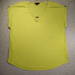 Lilly Morgan NWOT Chartreuse Knit Sweater Ribbed Sleeveless Scoop Neck
